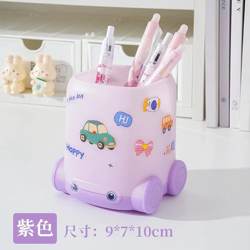 Car-Shaped Pen Holder for Desk - Large Capacity, Decorative Organizer - Purple