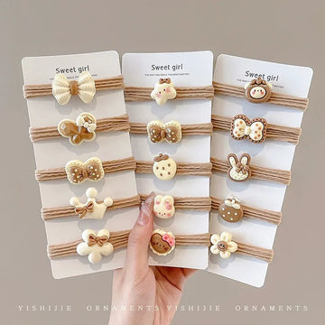 Cute Brown Hair Ties - 6 pcs set