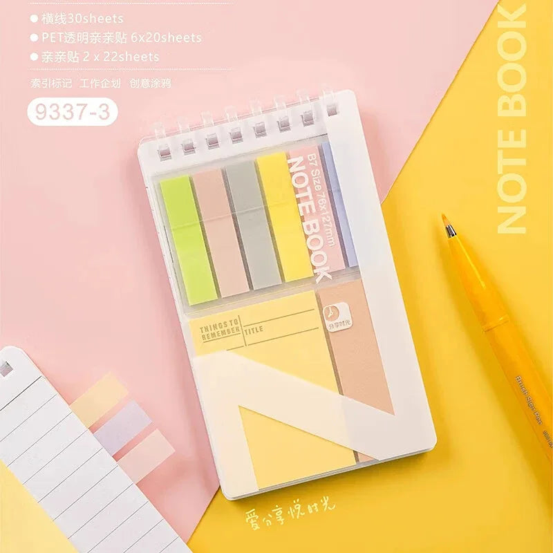 Index Notebook Sticky Note Set Soft Coil - A6 Size - Creamy Yellow