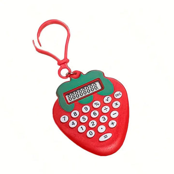 Mini Strawberry Calculator Keychain – Cute &amp; Portable Pocket Calculator - Dark Red