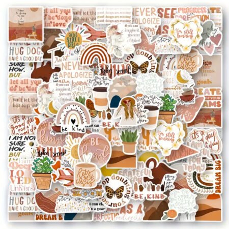 50PCS Boho Inspirational Stickers – Motivational Vinyl Decals for Notebooks, Cups & DIY Crafts