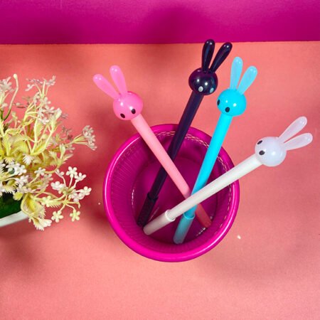 4PCS Rabbit Gel Pens – Black Ink, Kawaii School & Office Stationery