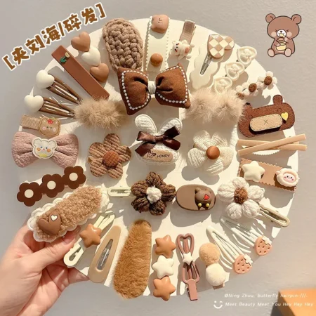 Playful Plush Hair Clips - 34-Piece Set
