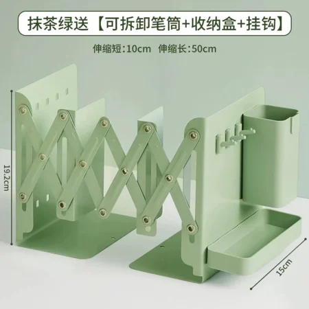 Retractable Bookstand Storage Rack With Pen Holder, Book Clip Foldable